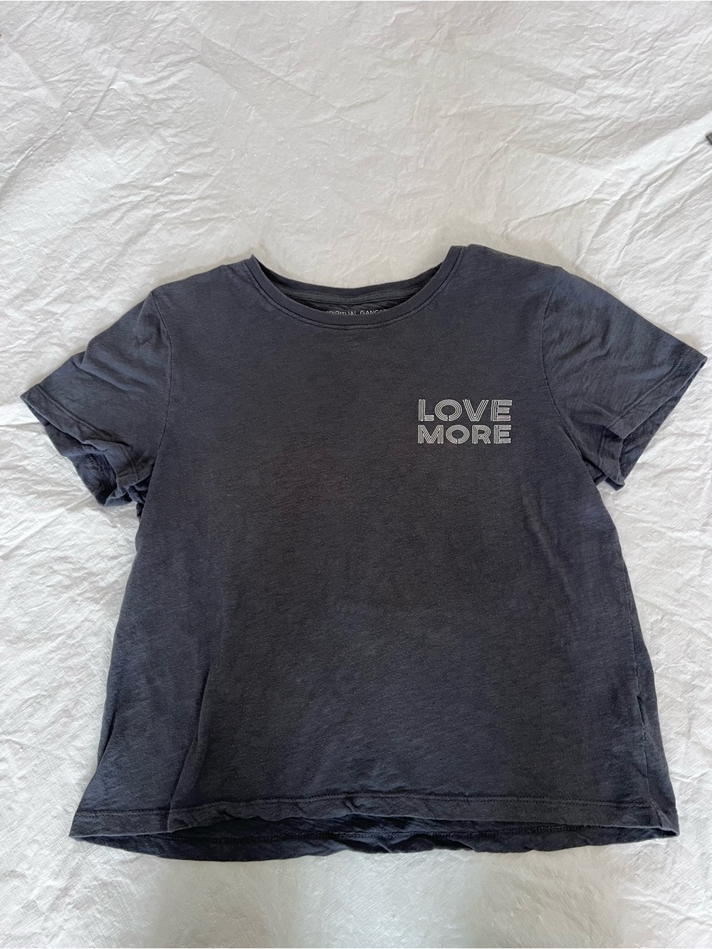 Spiritual Gangster "LOVE MORE" Nola Gray Tee Shirt Cotton Women’s Size Small